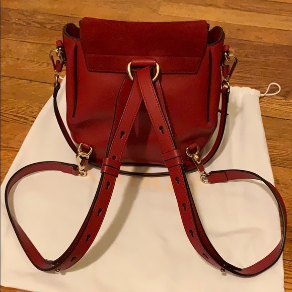 CHLOE Small Faye Leather Suede Backpack Bag Red - Picture 5 of 8